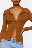 Women's Twist-Front Sweater-Knit Top in Root Beer, XS