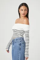 Women's Striped Off-the-Shoulder Sweater