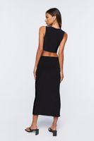 Women's Slinky Crop Top & Midi Skirt Set in Black Small