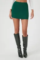 Women's Sweater-Knit Mini Skirt in Emerald Small