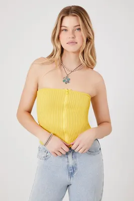 Women's Sweater-Knit Zip-Up Tube Top