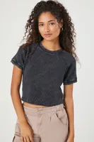 Women's Waffle Knit Cropped T-Shirt