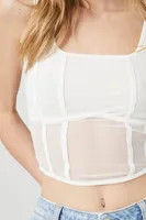 Women's Sheer Mesh Bustier Cropped Tank Top