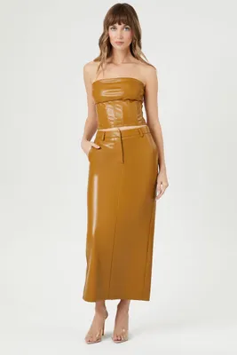 Women's Faux Leather Maxi Skirt