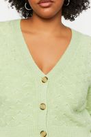 Women's Textured Cardigan Sweater in Pistachio, 0X