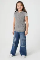 Girls Sleeveless Hooded Sweater (Kids) Grey,