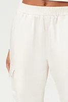 Women's Satin High-Rise Joggers in White Large