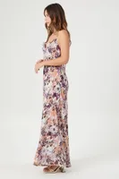 Women's Satin Floral Cami Maxi Dress