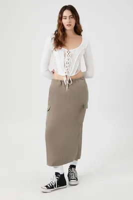 Women's Cargo Maxi Skirt in Stone Large