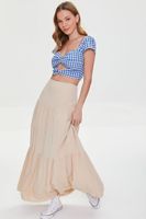 Women's Gingham Cutout Crop Top in Blue/White Medium