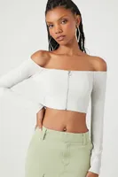 Women's Ribbed Off-the-Shoulder Crop Top