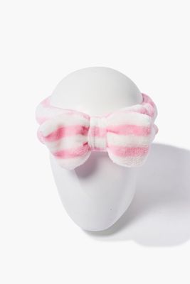 Plush Bow-Tie Headwrap in Pink/White