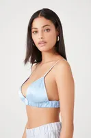 Women's Shirred Satin Bralette Bluebell