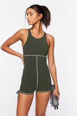 Women's Active Cotton-Blend Drawstring Romper in Cypress Medium