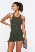 Women's Active Cotton-Blend Drawstring Romper in Cypress Small