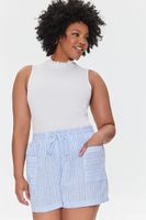 Women's Linen-Blend Striped Shorts Blue/White,