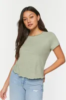 Women's Lettuce-Edge Short-Sleeve T-Shirt in Mermaid Small