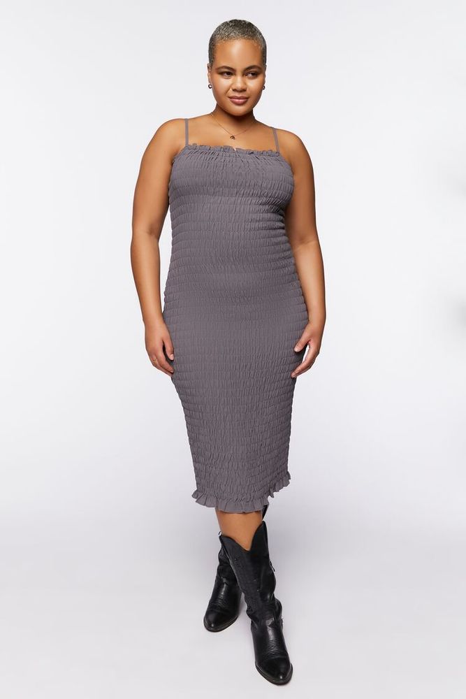 Women's Smocked Bodycon Midi Dress