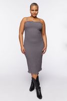 Women's Smocked Bodycon Midi Dress Pewter,