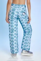 Women's Hello Kitty Heart Print Pants in Baby Blue Medium