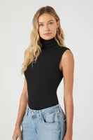 Women's Ribbed Turtleneck Bodysuit in Black Medium