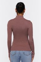 Women's Ribbed Ladder Cutout Sweater in Rose Small