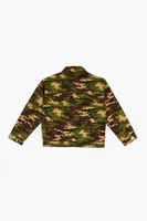 Girls Camo Print Trucker Jacket (Kids) in Olive, 13/14