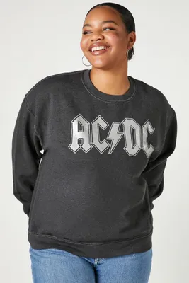 Women's ACDC Graphic Fleece Pullover in Charcoal, 1X