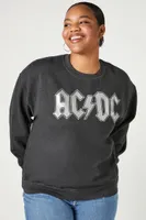 Women's ACDC Graphic Fleece Pullover in Charcoal, 0X