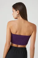 Women's Smocked Tube Crop Top in Eggplant Small