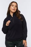 Women's Active Cropped Half-Zip Hoodie in Black, 1X