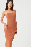 Women's Sweater-Knit Tube Midi Dress in Praline, XL