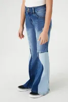 Girls Patchwork Flare Jeans (Kids) in Medium Denim, 9/10