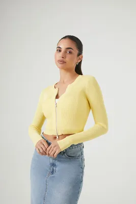 Women's Cropped Zip-Up Sweater