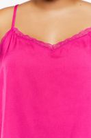 Women's Satin Lace-Trim Cami in Very Berry, 0X