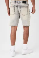 Men Moto Denim Shorts Light Denim,