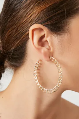 Women's Chain Hoop Earrings in Gold