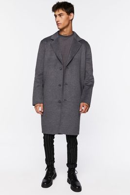 Men Longline Duster Coat in Charcoal Large