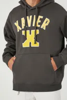 Men Xavier Graphic Drawstring Hoodie in Black Large