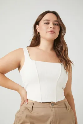 Women's Corset Crop Top in Cream, 3X