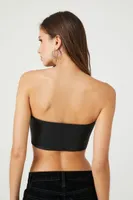 Women's Ruched Sweetheart Crop Top Black