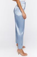 Women's Satin Wide-Leg Pants in Dusty Blue Large