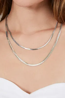 Women's Layered Snake Chain Necklace in Silver