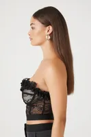 Women's Lace Ruffle-Trim Bustier in Black Medium