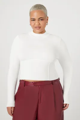 Women's Sweater-Knit Bustier Crop Top Vanilla,