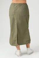 Women's Cargo Midi Skirt in Olive Small