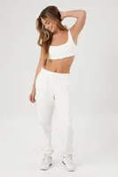 Women's Fleece Pocket Joggers in White, XL