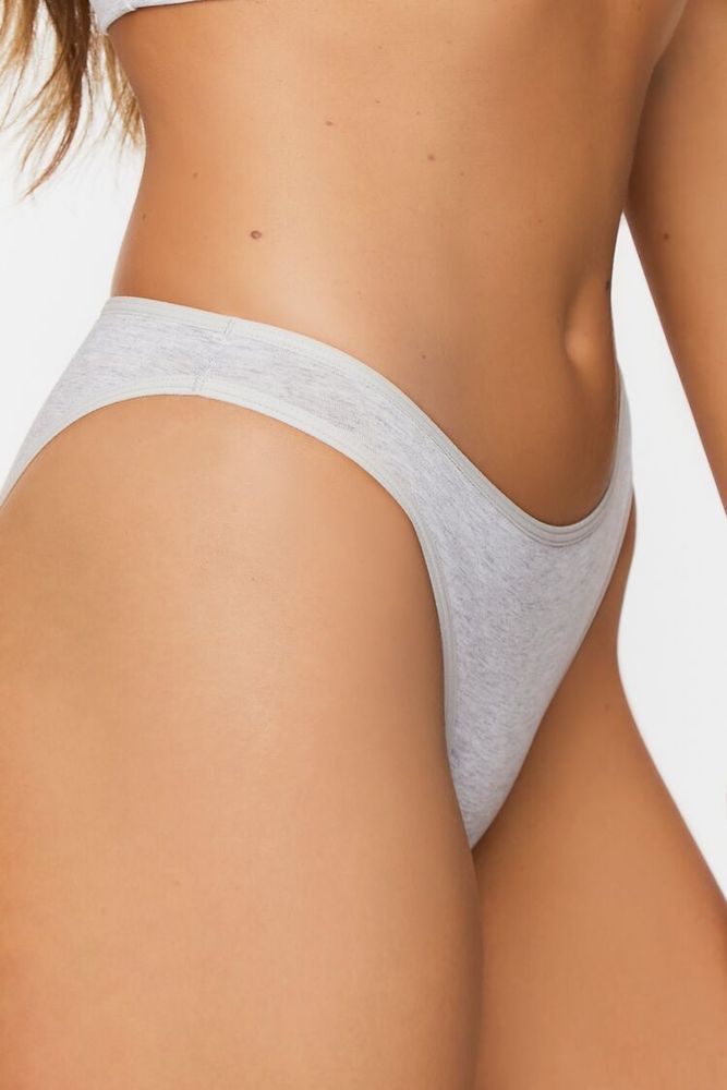 Women's Heathered Mid-Rise Bikini Panties in Heather Grey Small
