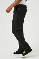 Men Faux Suede Slim-Fit Pants in Black, 33