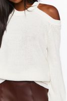 Women's Open-Shoulder Oversized Sweater in White Medium